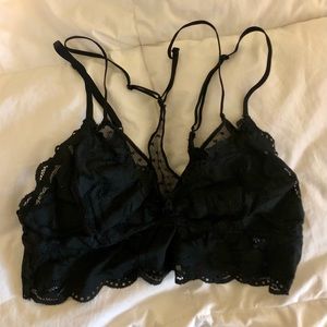 Aerie Black Floral & Star Lace Bralette Size M